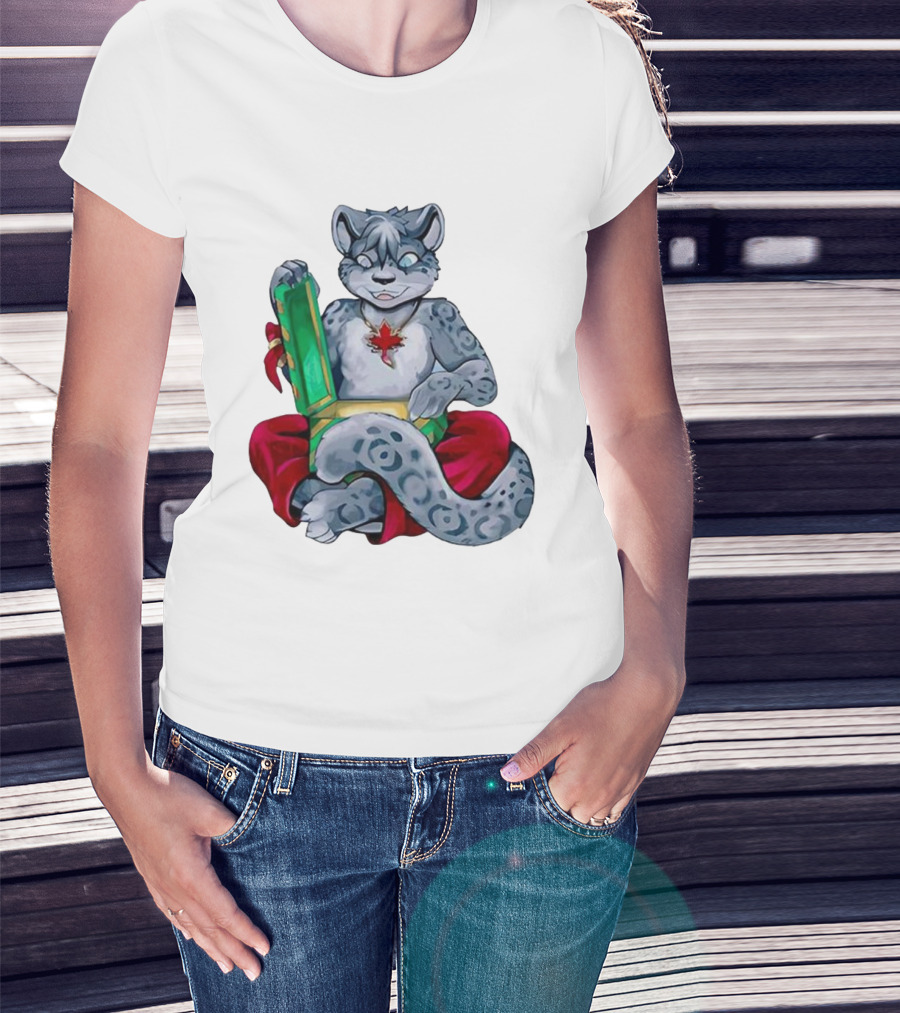 Canadian Christmas Furry Snow Leopard Holiday Fun T-Shirt