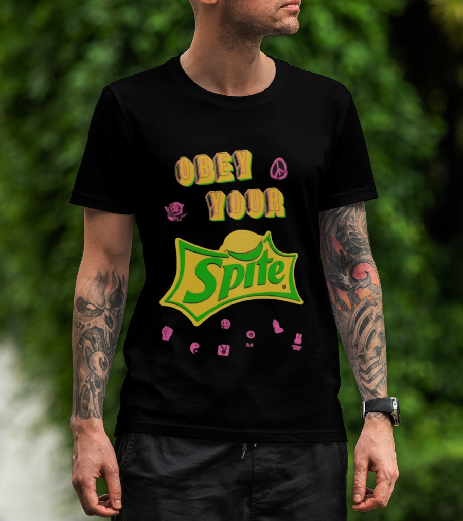 Obey Your Sprite Retro Peace Flower Symbols T-Shirt