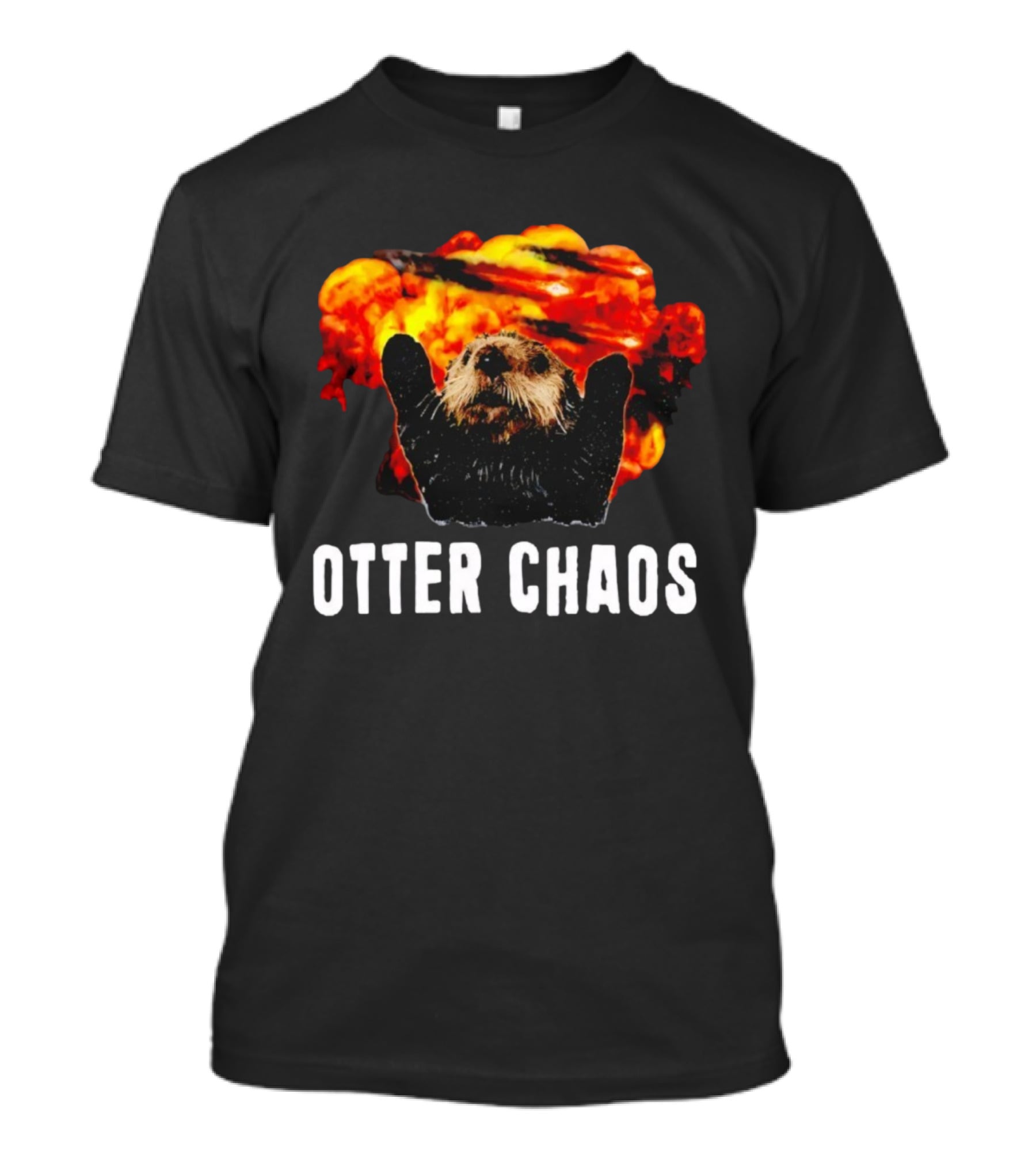 OTTER CHAOS Explosion With Fiery Burst T-Shirt