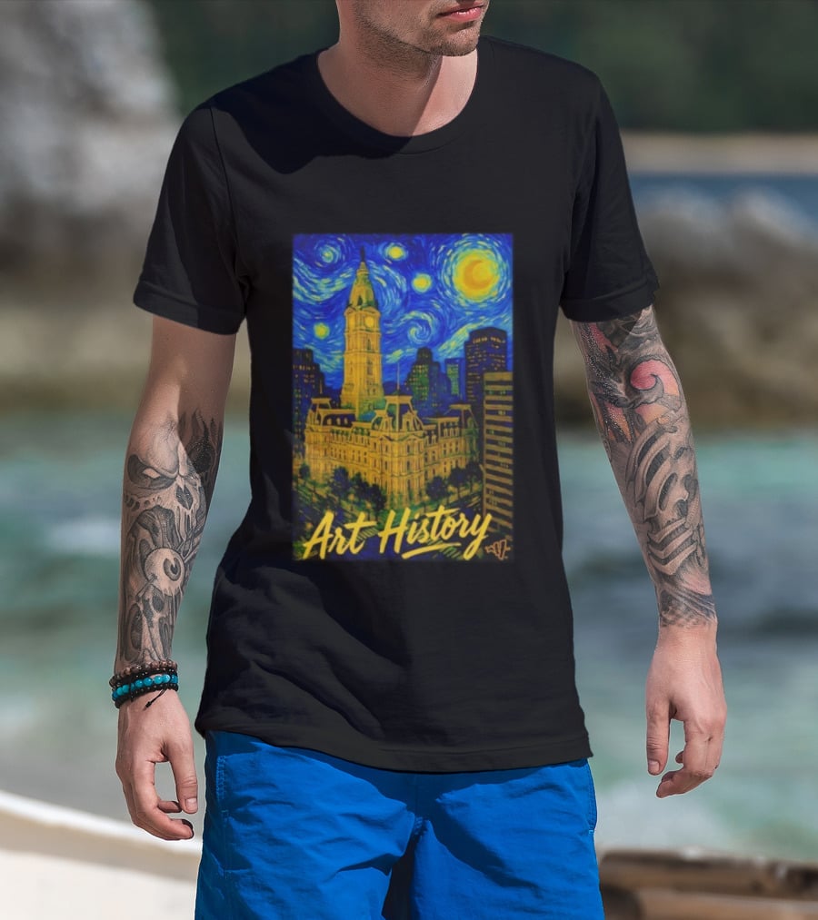 Art History Starry Van Gogh City Hall Night Scene T-Shirt