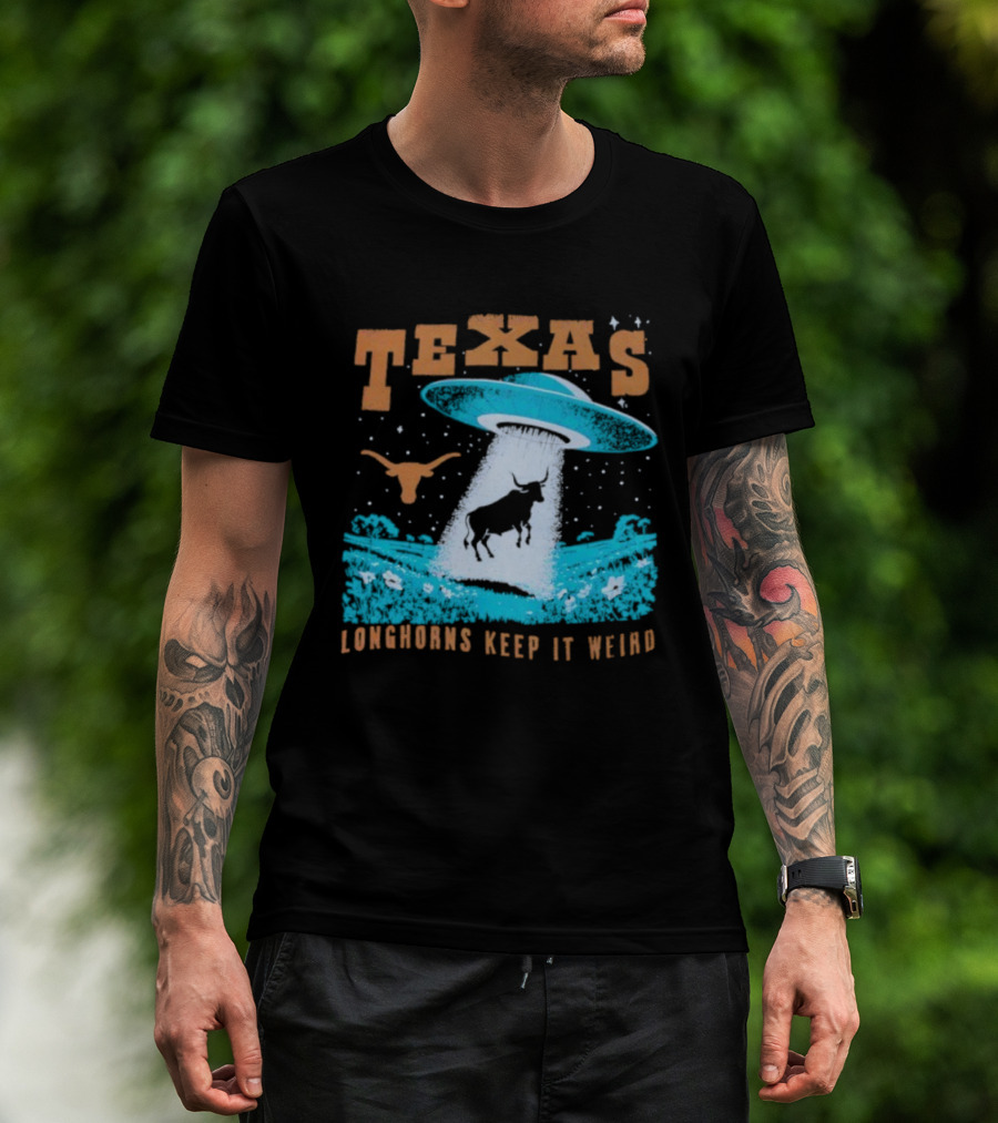 Texas Longhorns Keep It Weird UFO And Cactus Scene T-Shirt