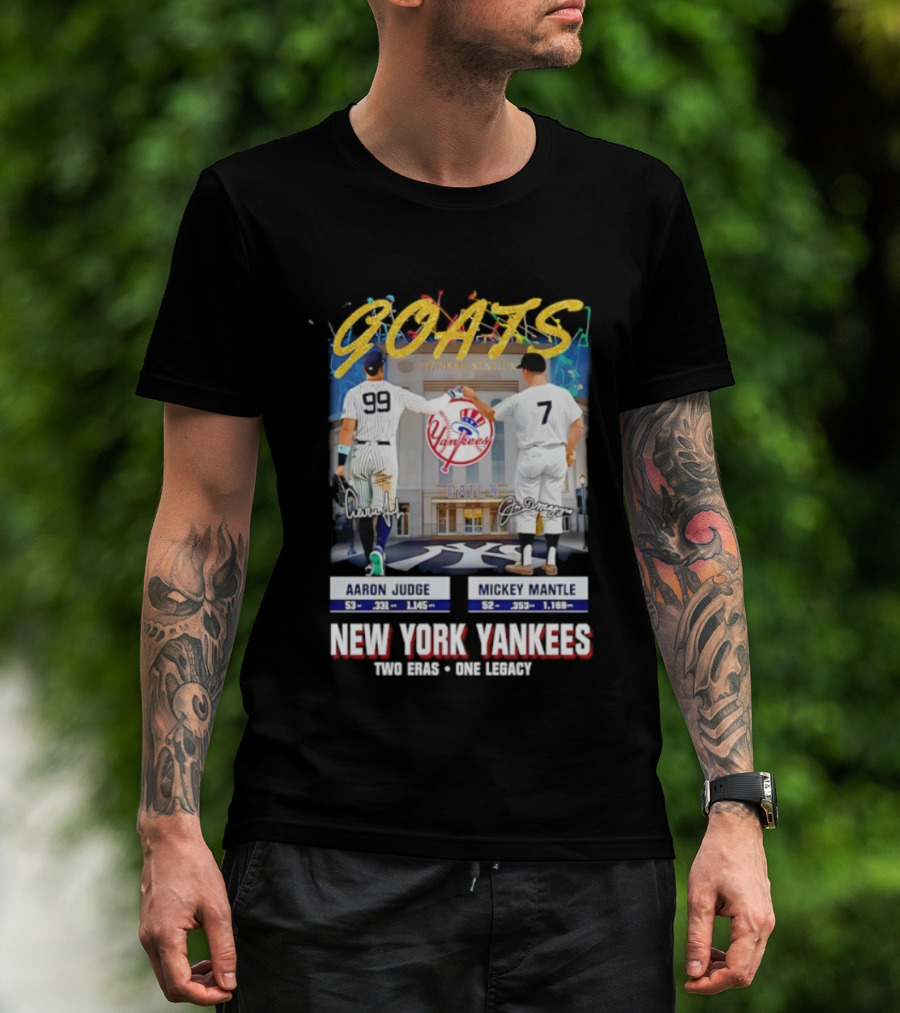 GOATS Aaron Judge X Mickey Mantle New York Yankees Two Eras One Legacy T-Shirt