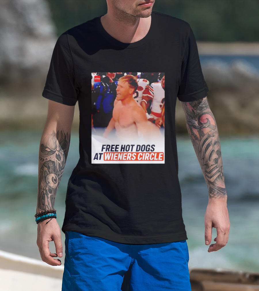 Ben Johnson Chicago Bears Celebration Free Hot Dogs At Wieners Circle T-Shirt