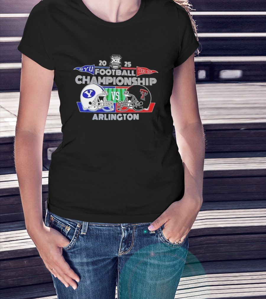 BYU Cougars Vs Texas Tech Red Raiders 2025 Football Championship Arlington Helmets Clash T-Shirt