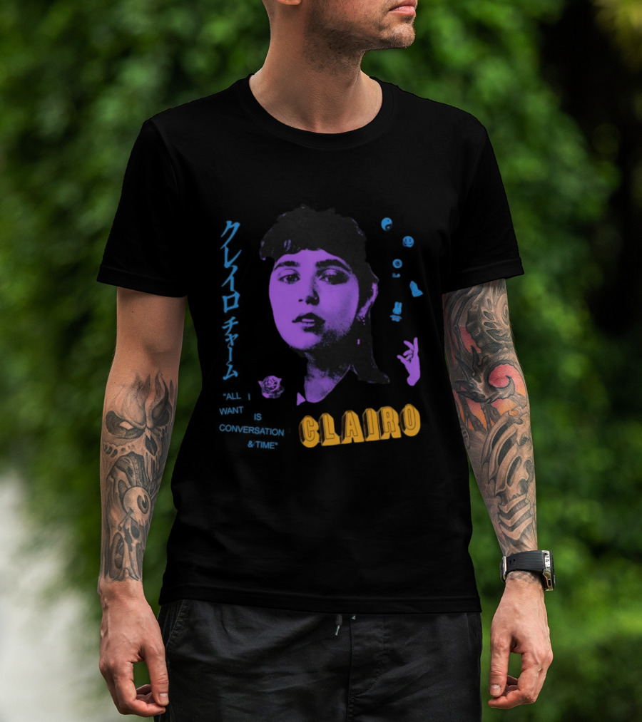Clairo All I Want Is Conversation And Time Retro Style Portrait With Roses T-Shirt