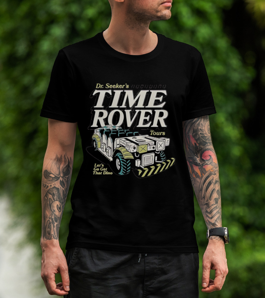 Dr. Seeker's Time Rover Tours Expedition Dinosaur Ride Adventure T-Shirt
