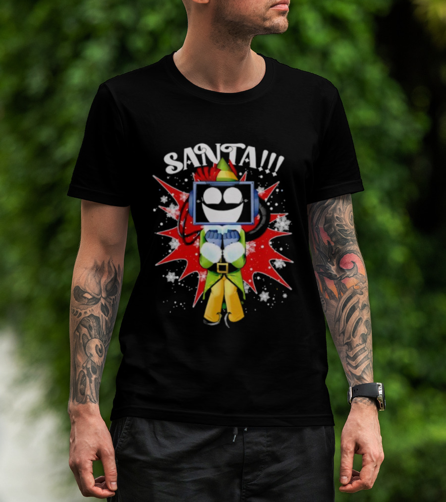 Fixt Store Merch Buddy The Fixtbot Santa Robot Explosion Black T-Shirt