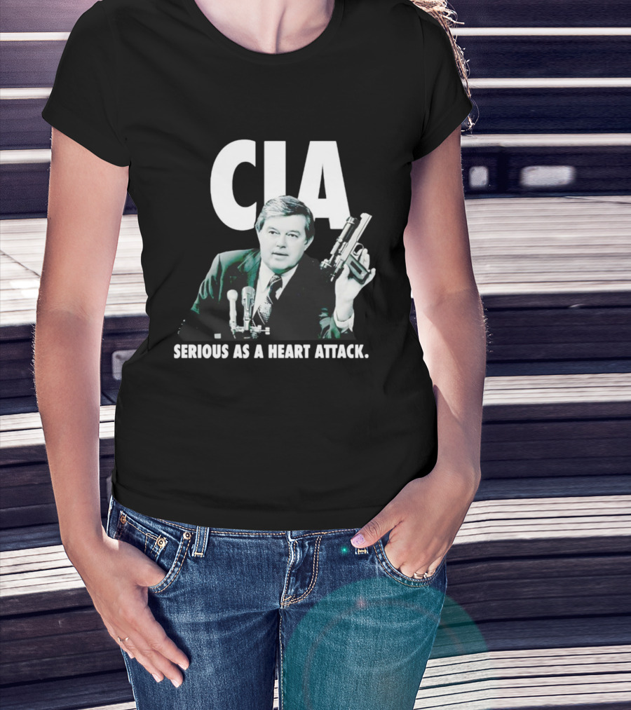 CIA Serious As A Heart Attack Gun Microphone T-Shirt