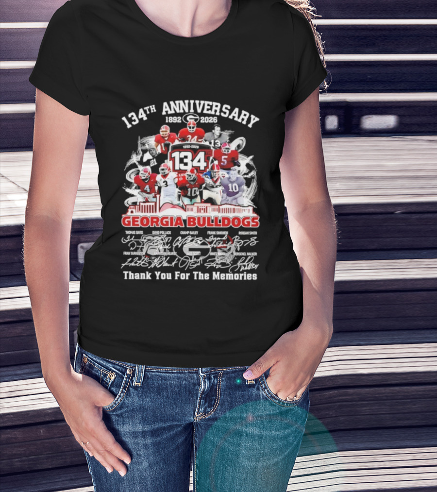 Georgia Bulldogs 134th Anniversary All Players Signatures Thank You For The Memories T-Shirt