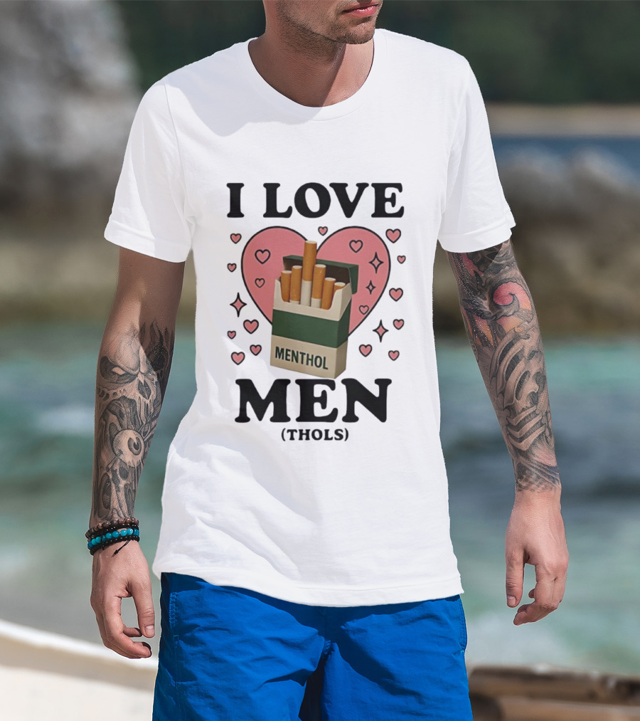 I Love Menthol Cigarettes Heart Design T-Shirt