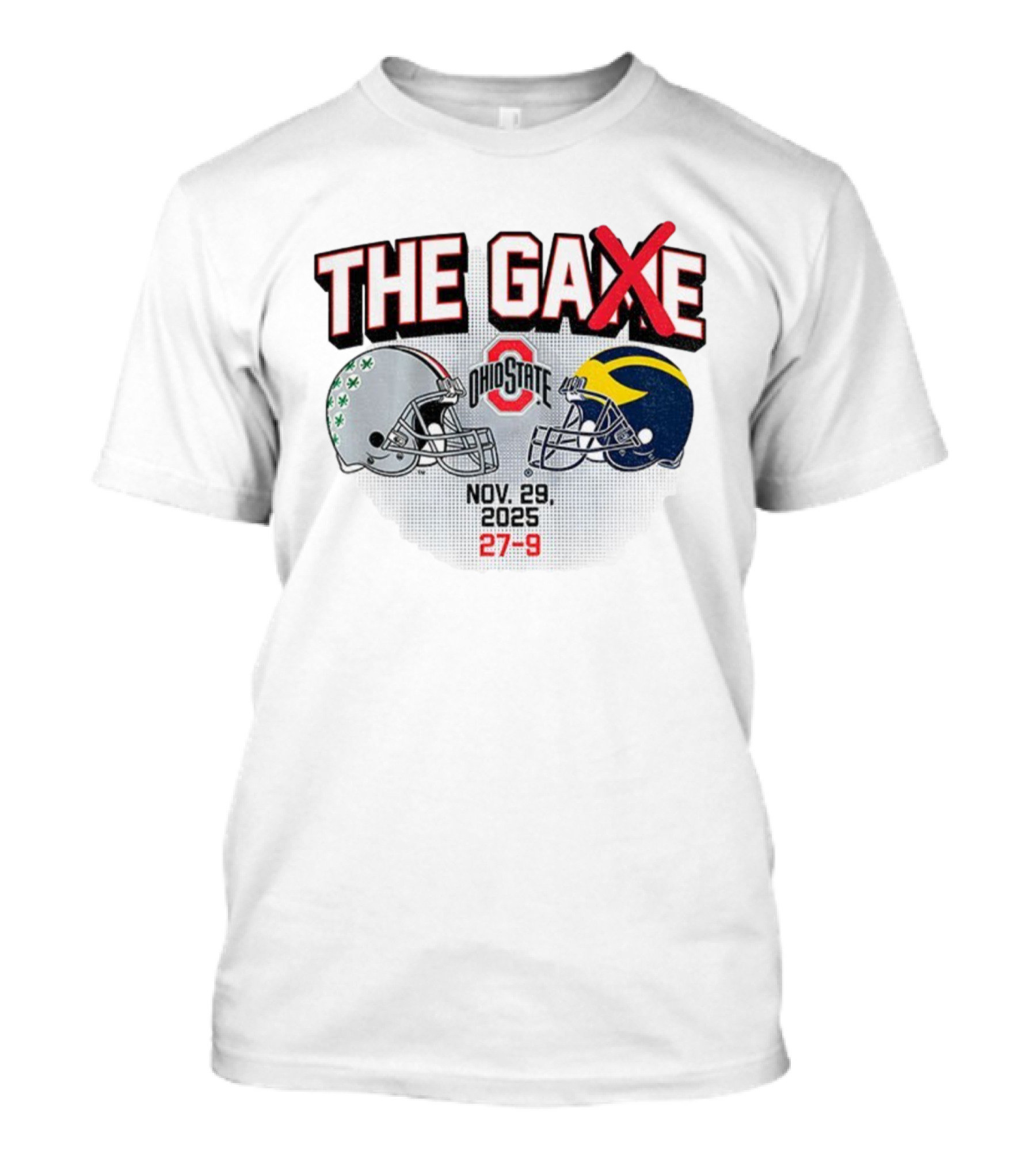 Ohio State Buckeyes Vs Michigan Wolverines Helmets The Game Nov 29 2025 27-9 T-Shirt