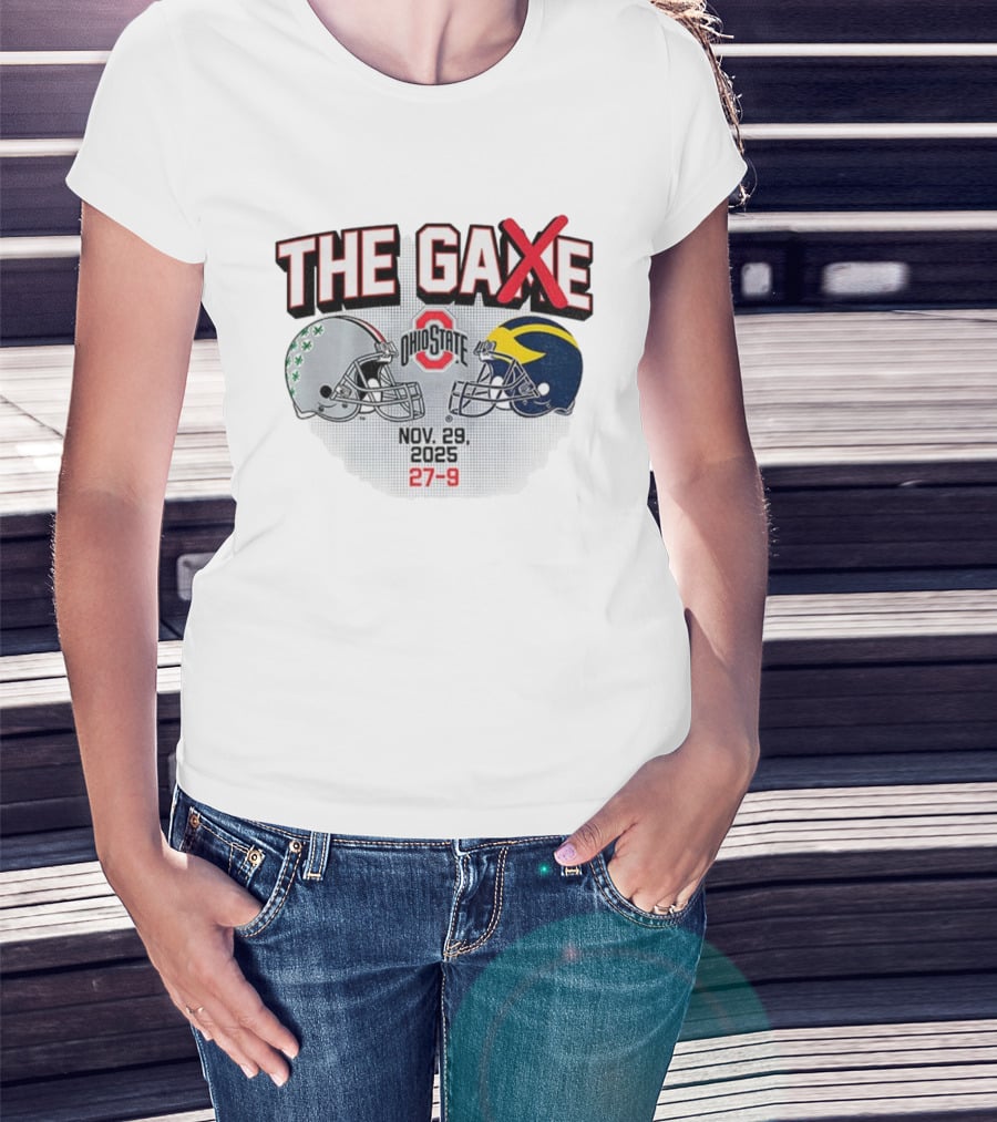 Ohio State Buckeyes Vs Michigan Wolverines Helmets The Game Nov 29 2025 27-9 T-Shirt