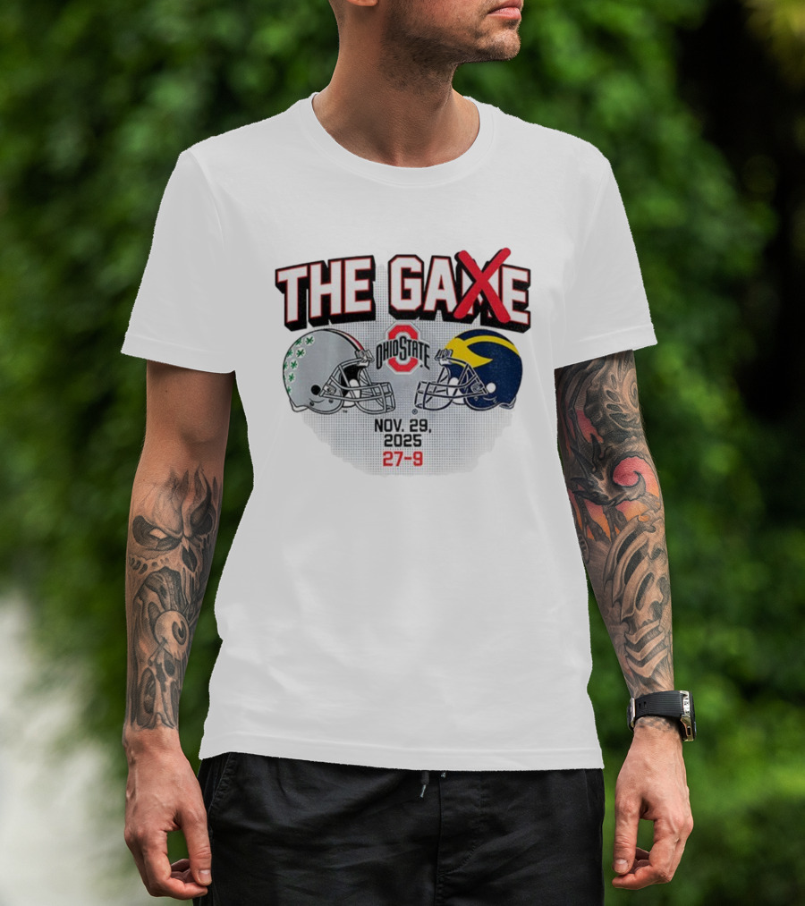 Ohio State Buckeyes Vs Michigan Wolverines Helmets The Game Nov 29 2025 27-9 T-Shirt