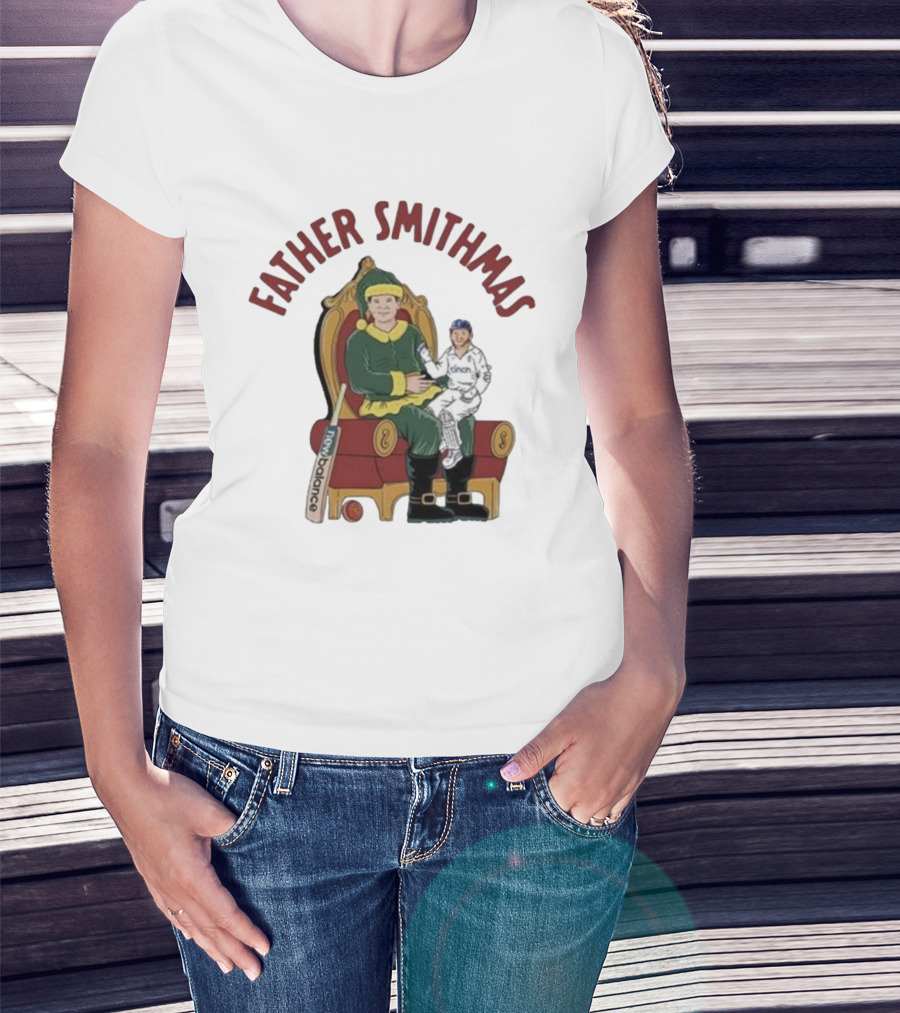 Father Smithmas Santa Suit Christmas Cricket Steve Smith T-Shirt