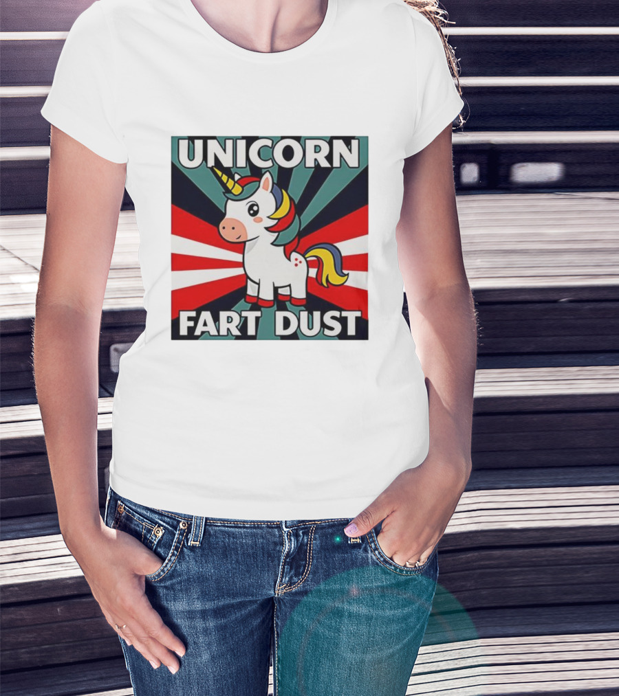 Unicorn Fart Dust Cartoon Colorful Cute Design T-Shirt
