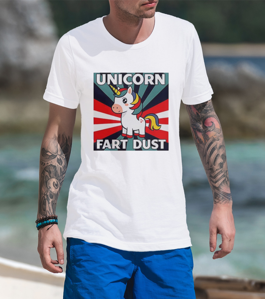 Unicorn Fart Dust Cartoon Colorful Cute Design T-Shirt