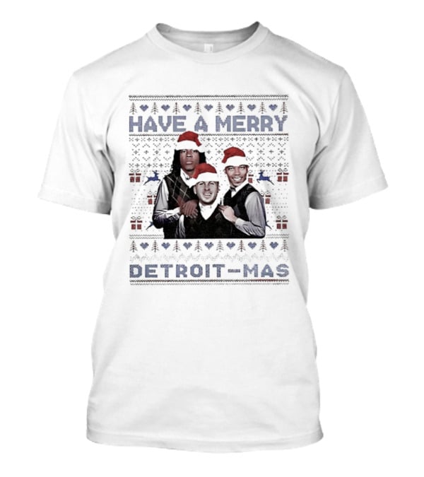 Jared Goff Jahmyr Gibbs Amon Ra St Brown Detroit Lions Have A Merry Detroit-mas T-Shirt