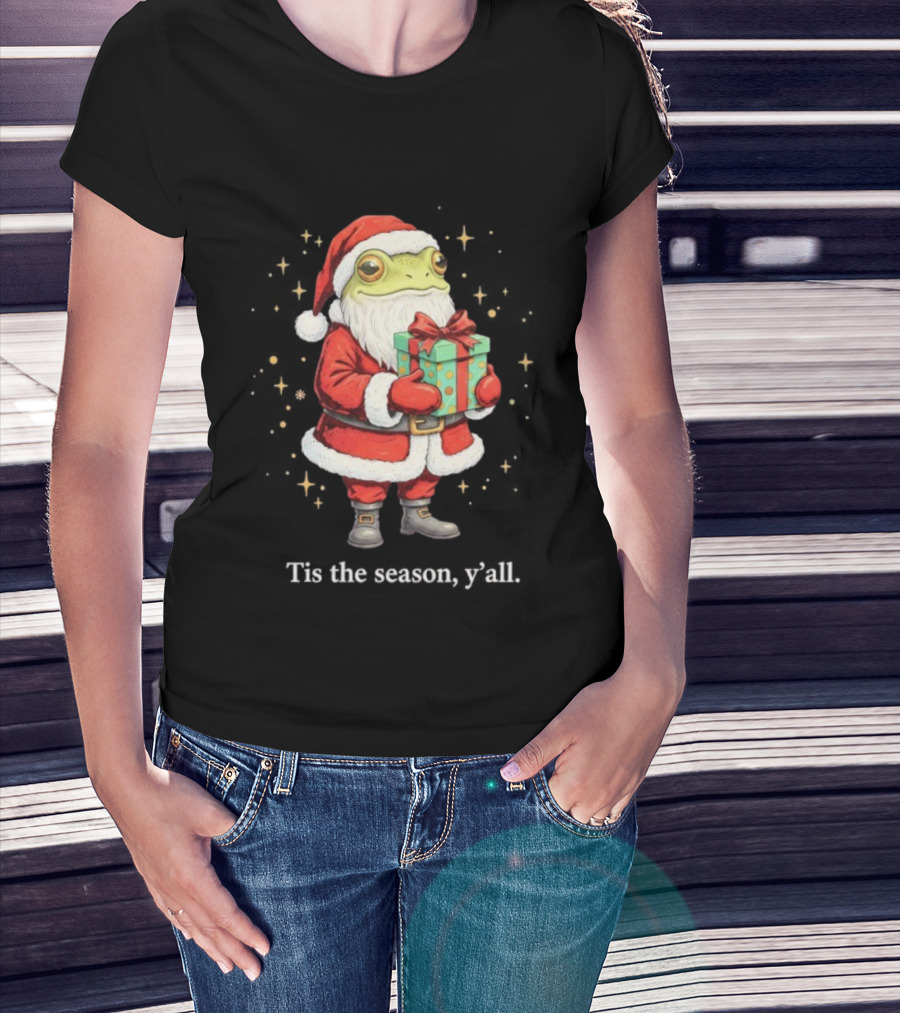 Tis The Season Y'all Frog Santa Christmas T-Shirt