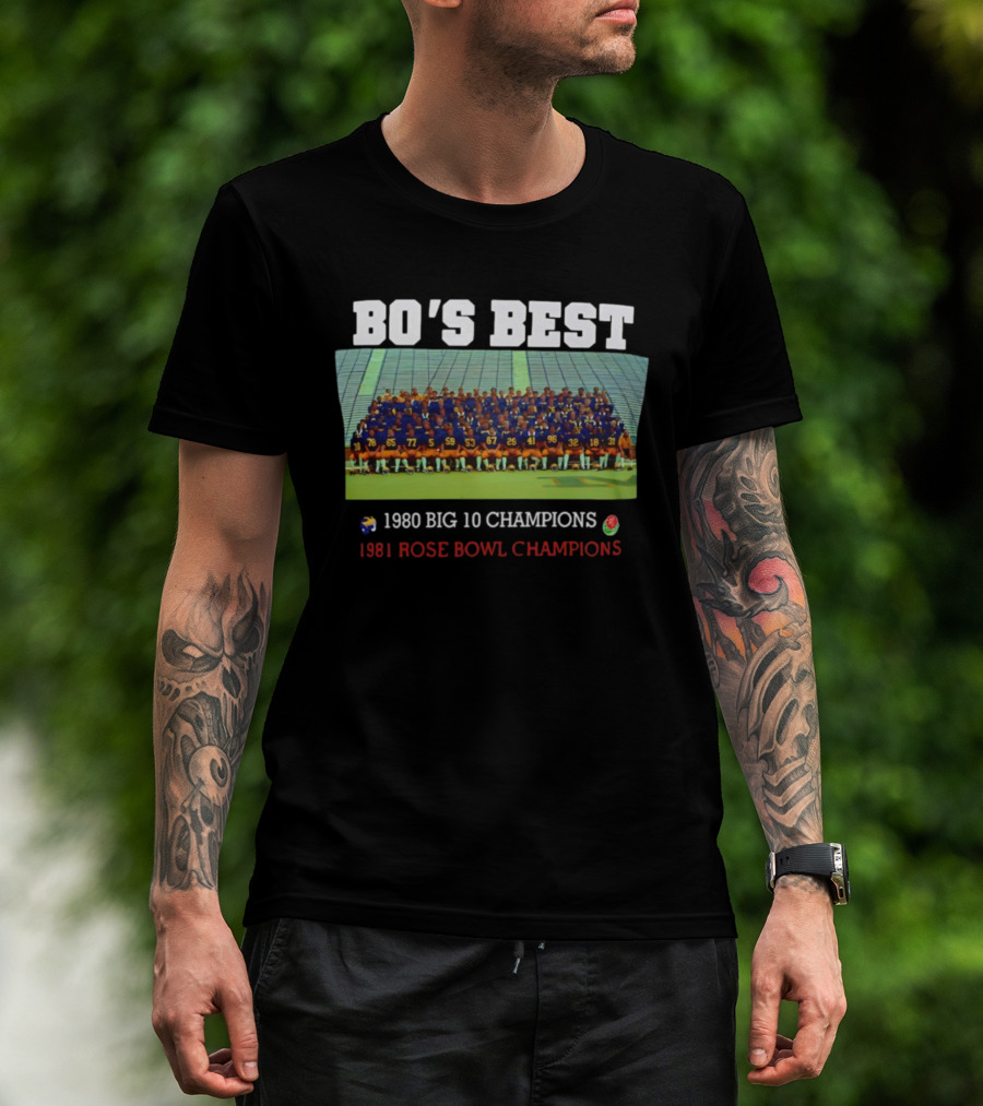 Michigan Wolverines Bo's Best Big 10 Champions Rose Bowl Winning Team T-Shirt