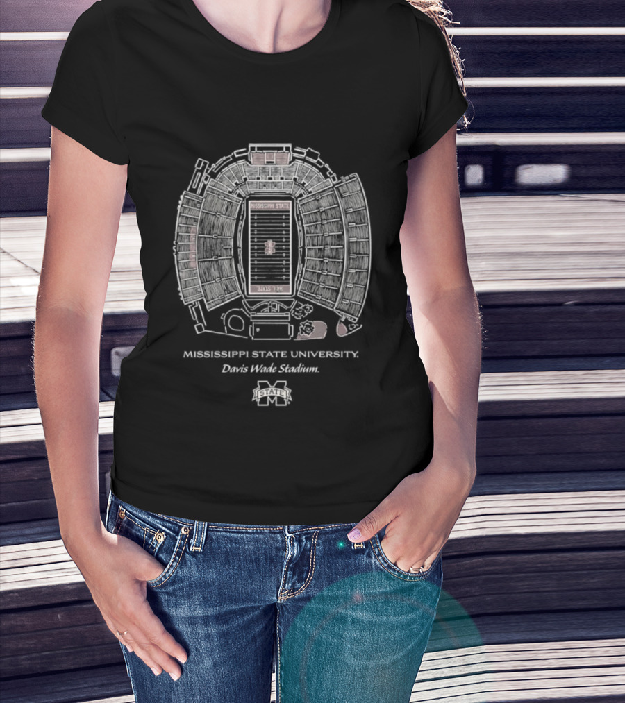 Mississippi State University Davis Wade Stadium Blueprint Stadium Layout Architecture Plan T-Shirt