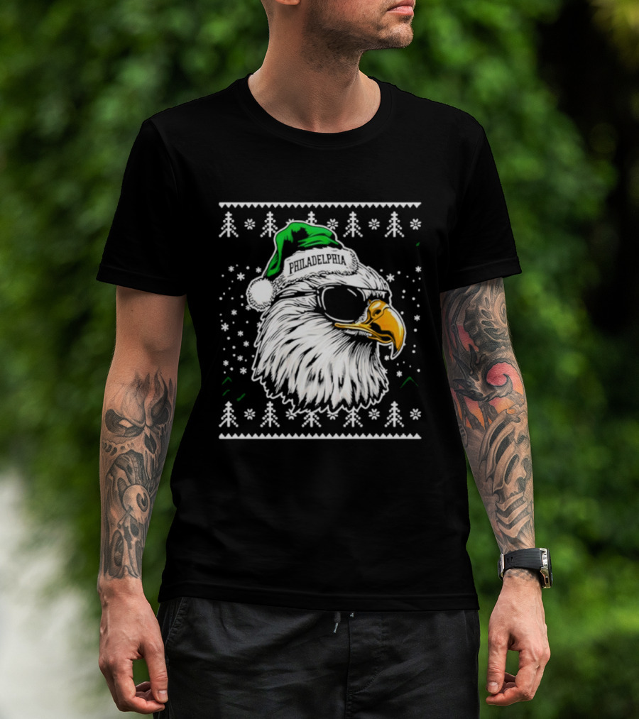Philadelphia Eagles Mascot Festive Christmas Sweater Ugly Holiday Style T-Shirt