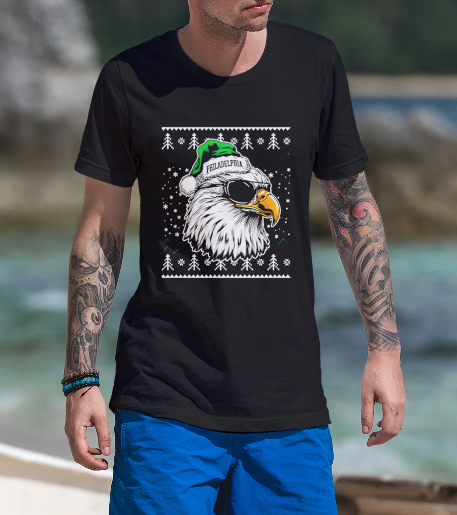 Philadelphia Eagles Mascot Festive Christmas Sweater Ugly Holiday Style T-Shirt