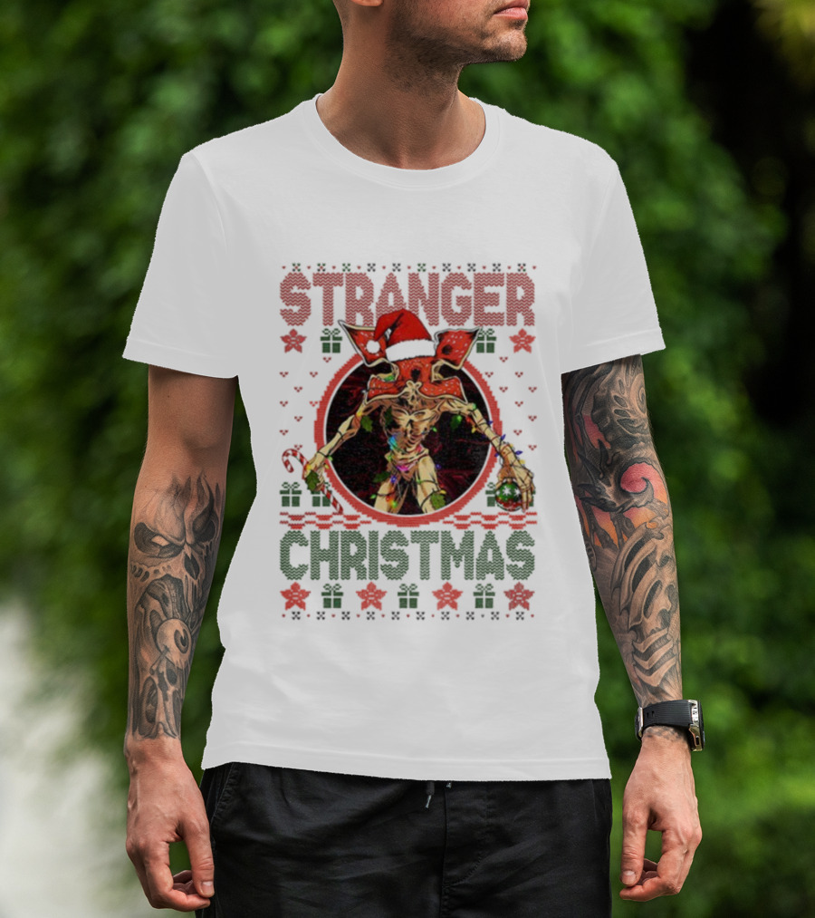 Stranger Christmas Demogorgon Santa Hat T-Shirt