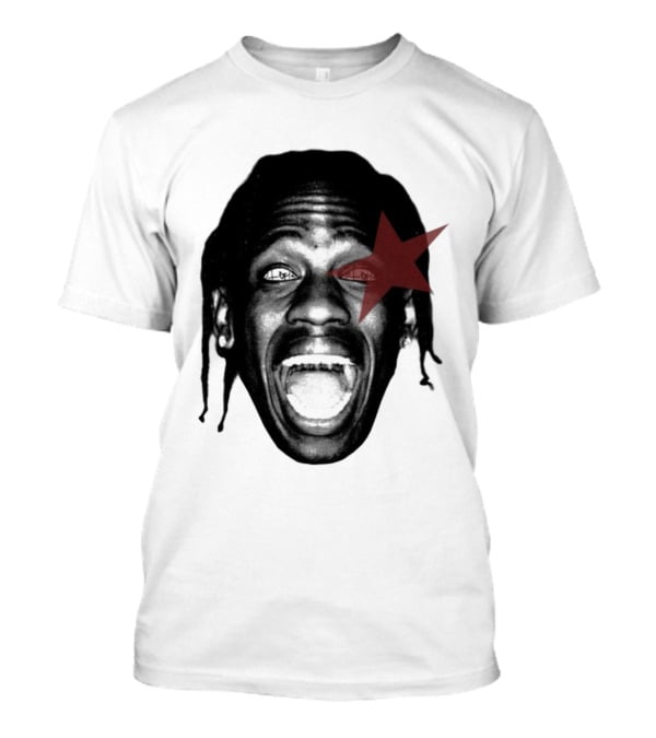 4028 Laflame Red Star Eye Black And White Face Graphic T-Shirt