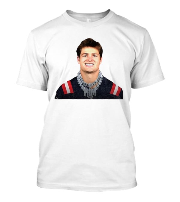 Drake Maye Him Chains New England Football Player Style T-Shirt