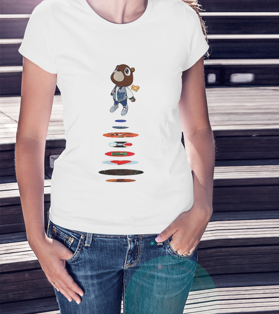 Kan West Bear College Theme Graduation Sneakers Denim Jacket Character T-Shirt