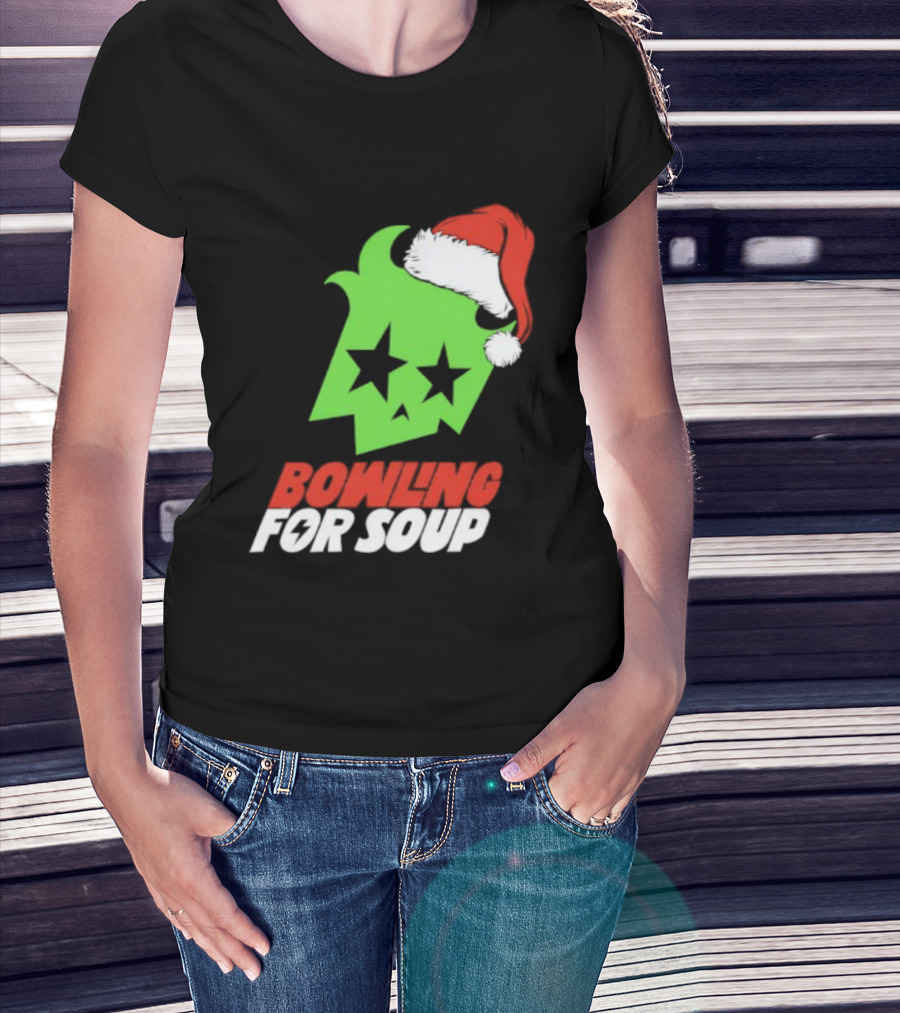 Bowling For Soup Xmas Christmas Santa Hat Stars T-Shirt
