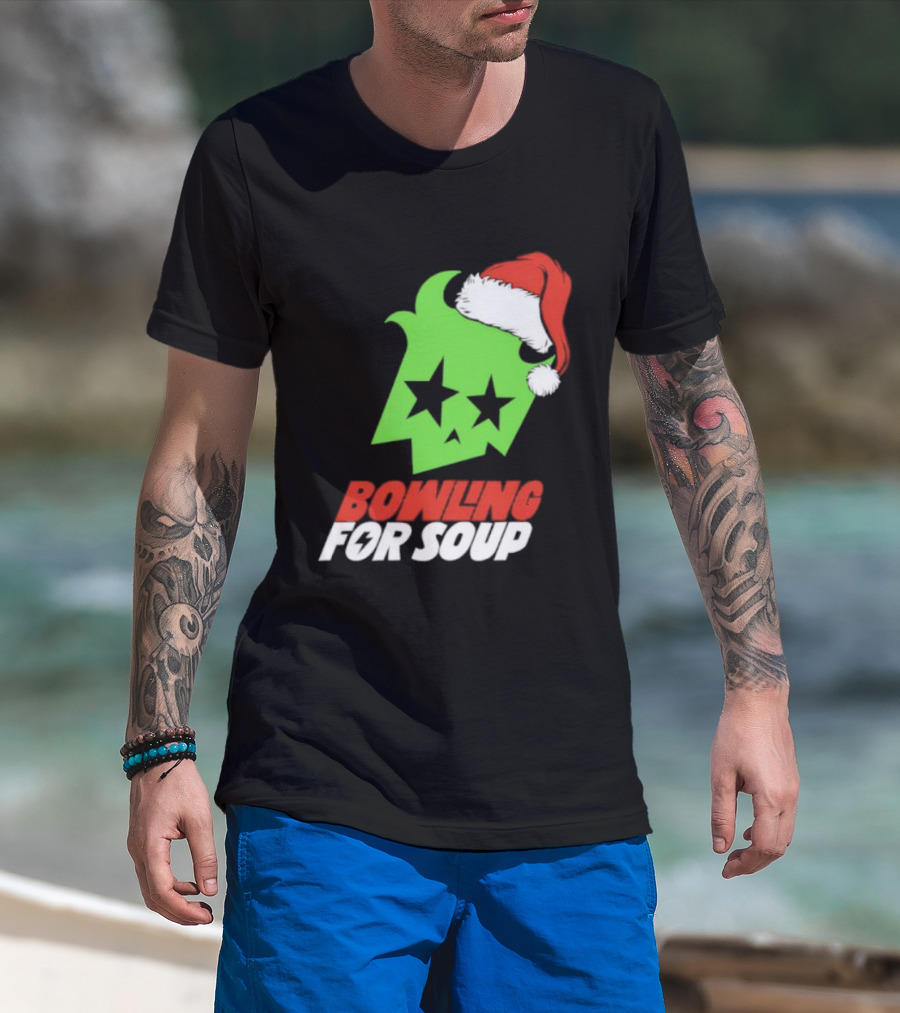 Bowling For Soup Xmas Christmas Santa Hat Stars T-Shirt
