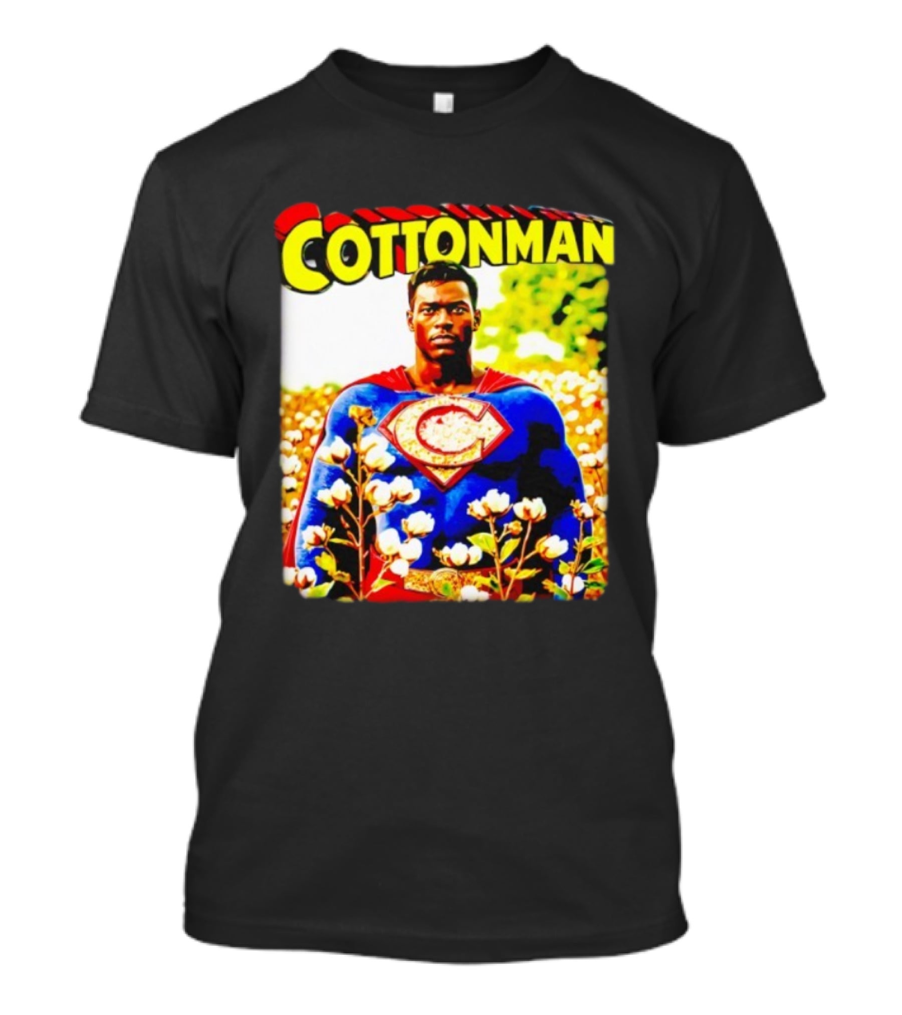 Cottonman Superman Hero In Blooming Cotton Field T-Shirt