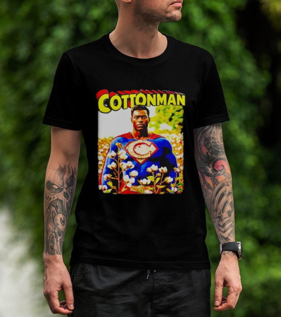 Cottonman Superman Hero In Blooming Cotton Field T-Shirt