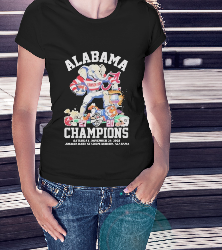 Alabama Crimson Tide Iron Bowl 2025 Champions Vs LSU Tigers 27-20 November 29 Jordan-Hare Stadium T-Shirt