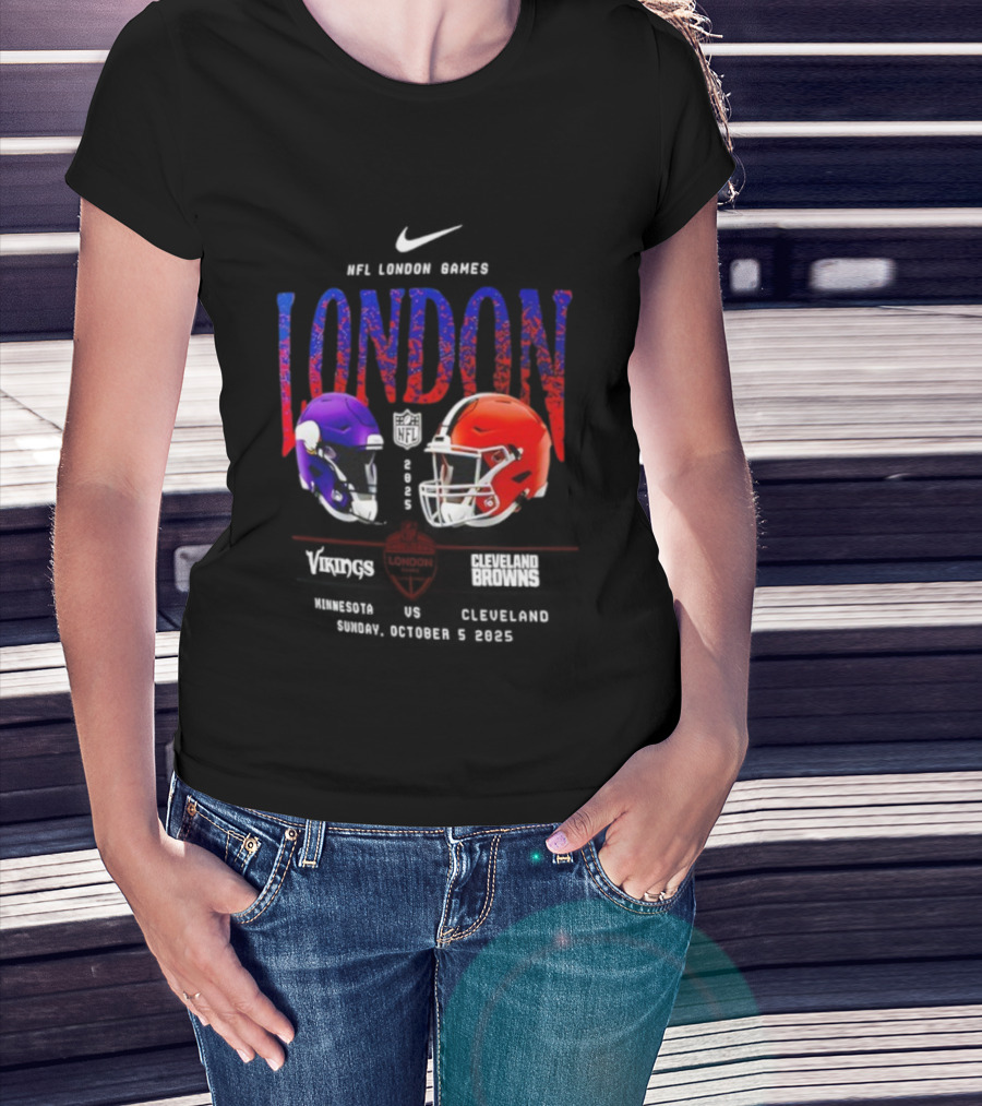 NFL London Games Vikings Vs Browns October 5th 2025 Helmets Clash T-Shirt