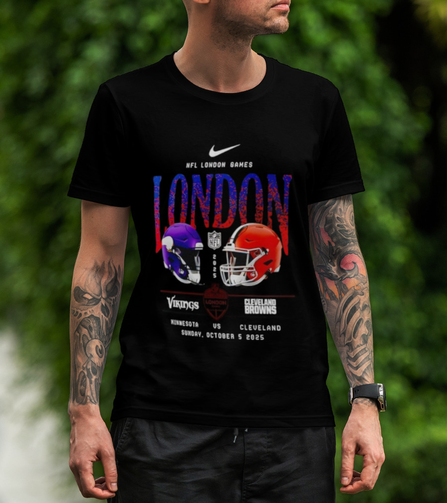 NFL London Games Vikings Vs Browns October 5th 2025 Helmets Clash T-Shirt