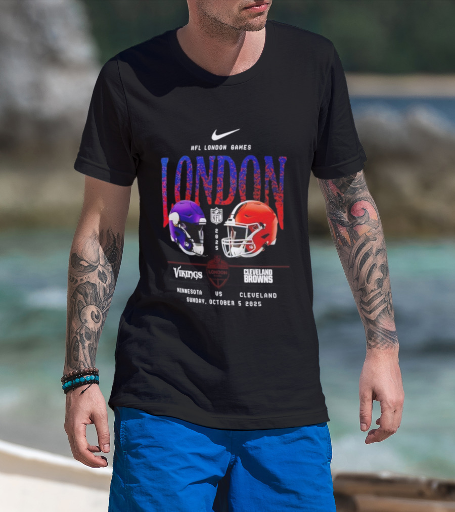 NFL London Games Vikings Vs Browns October 5th 2025 Helmets Clash T-Shirt