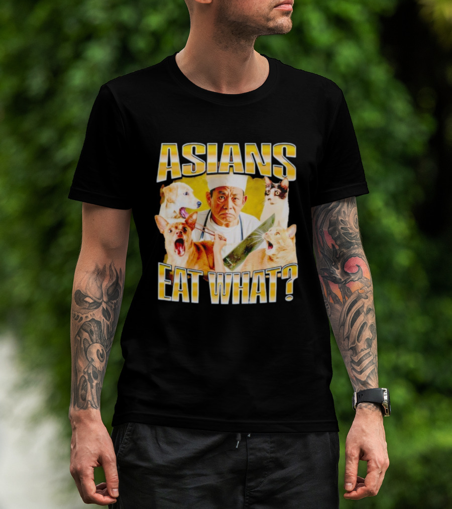 Asians Eat What Chef With Knife And Surprised Cats T-Shirt