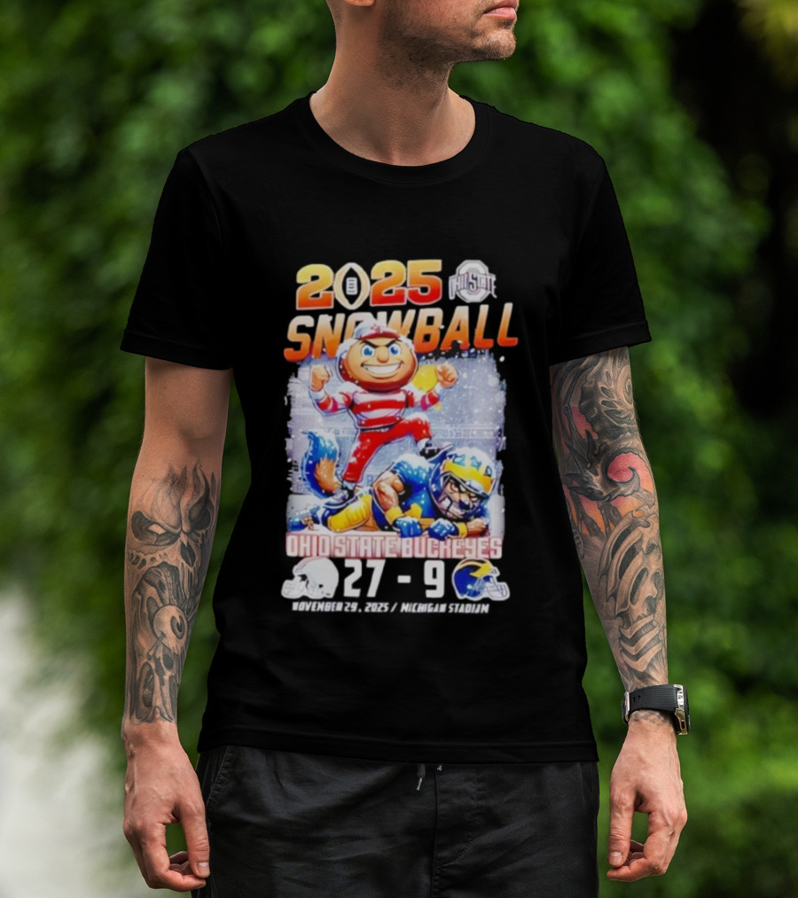 Ohio State Buckeyes 2025 Snowball Champions 27-9 Mascot Victory T-Shirt