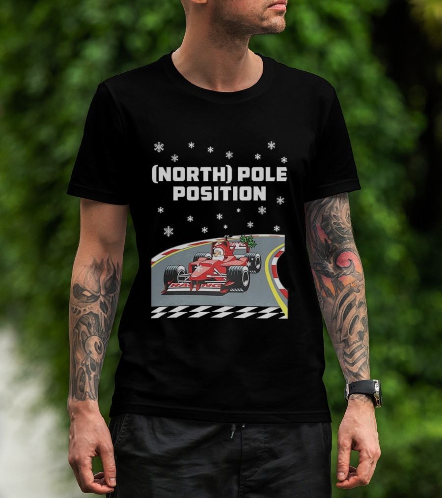 Santa Claus Christmas North Pole Racing Formula 1 T-Shirt