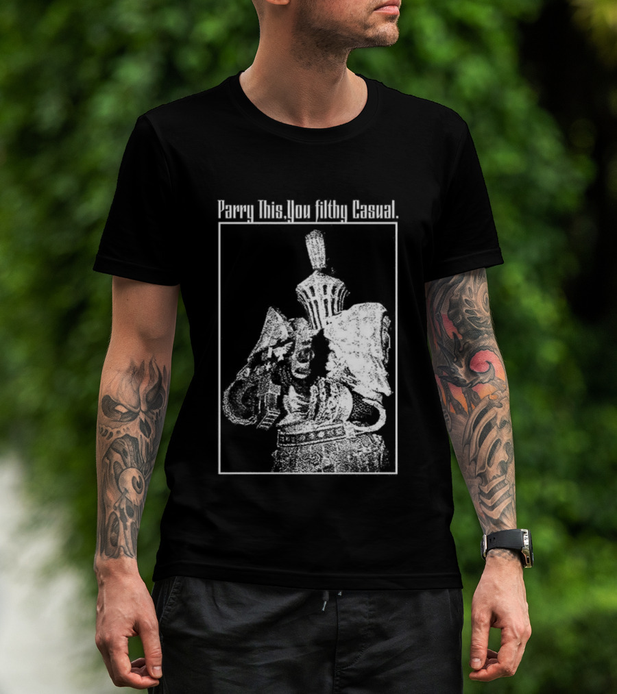 Parry This You Filthy Casual Knight With Gun Retro Style T-Shirt