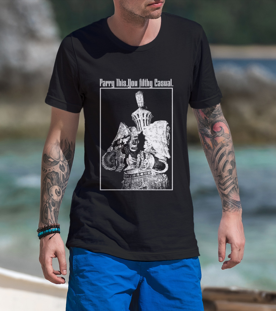 Parry This You Filthy Casual Knight With Gun Retro Style T-Shirt