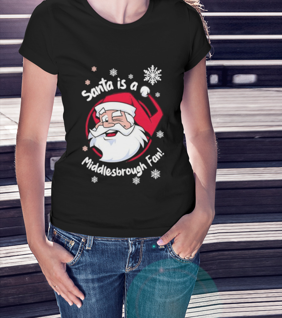 Santa Is A Middlesbrough Fan Christmas Snowflakes T-Shirt