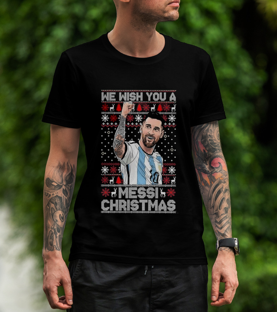 We Wish You A Messi Christmas Goat Number 10 Ugly Xmas T-Shirt