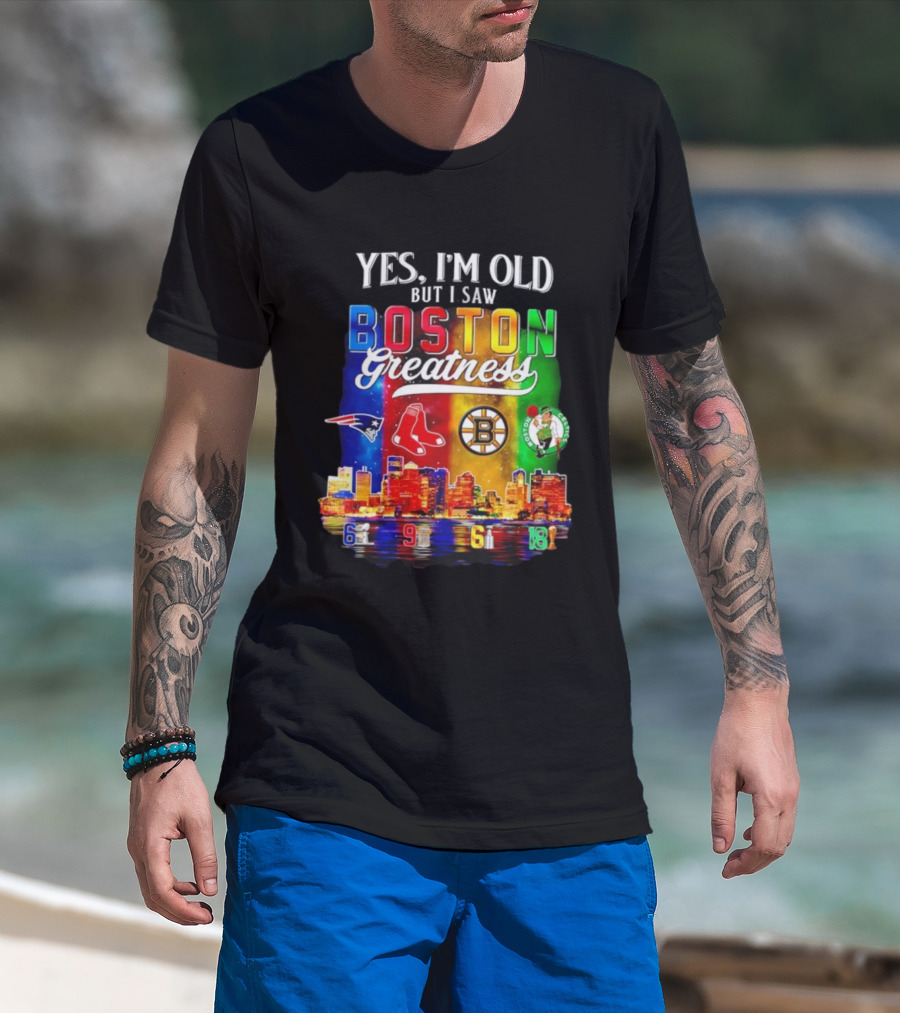 Boston Greatness Patriots Red Sox Bruins Celtics Skyline T-Shirt