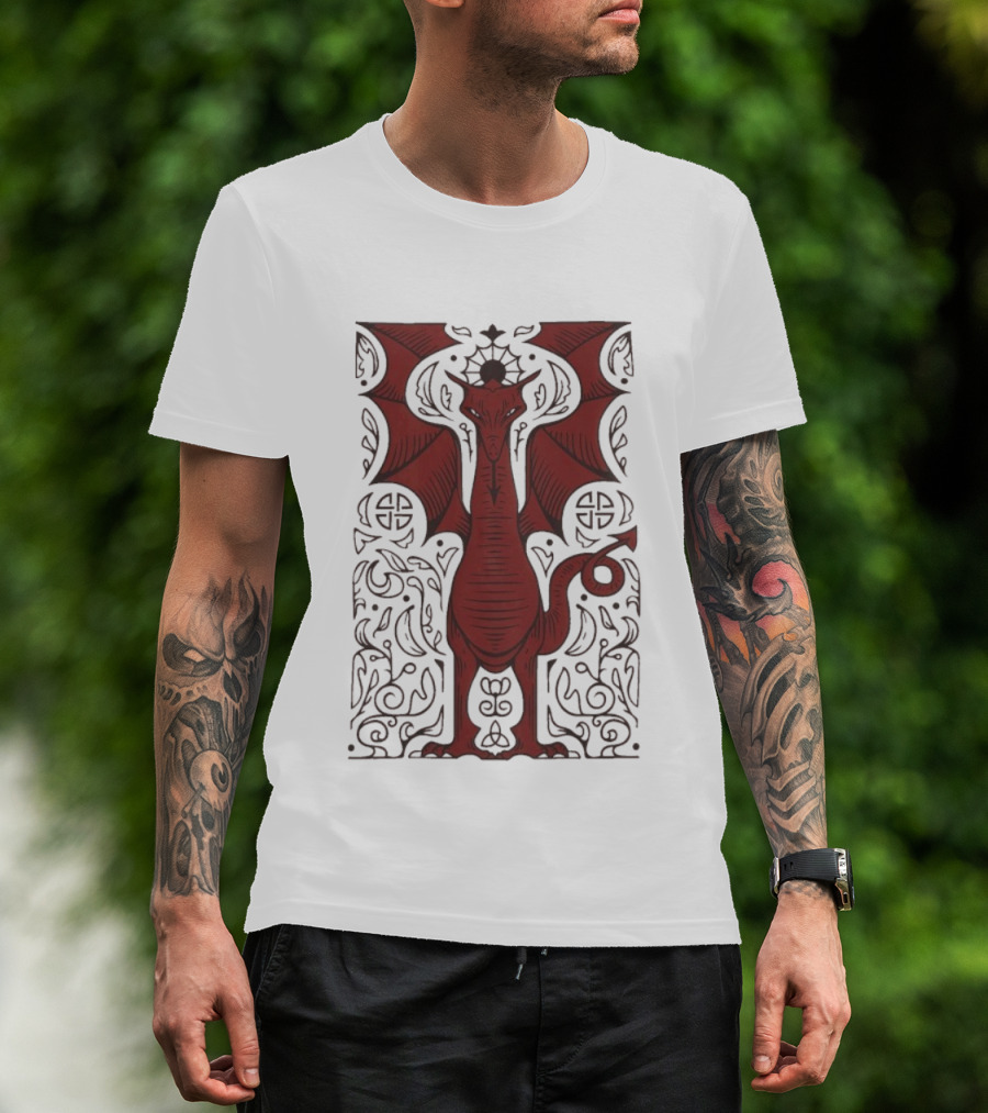 Cdawgva Celtic Red Dragon Mythical Design T-Shirt