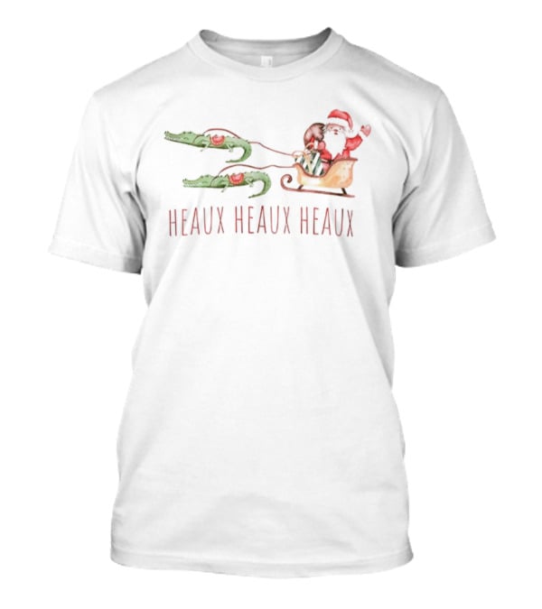 Heaux Heaux Heaux Funny Cajun Santa Louisiana Alligator Christmas T-Shirt