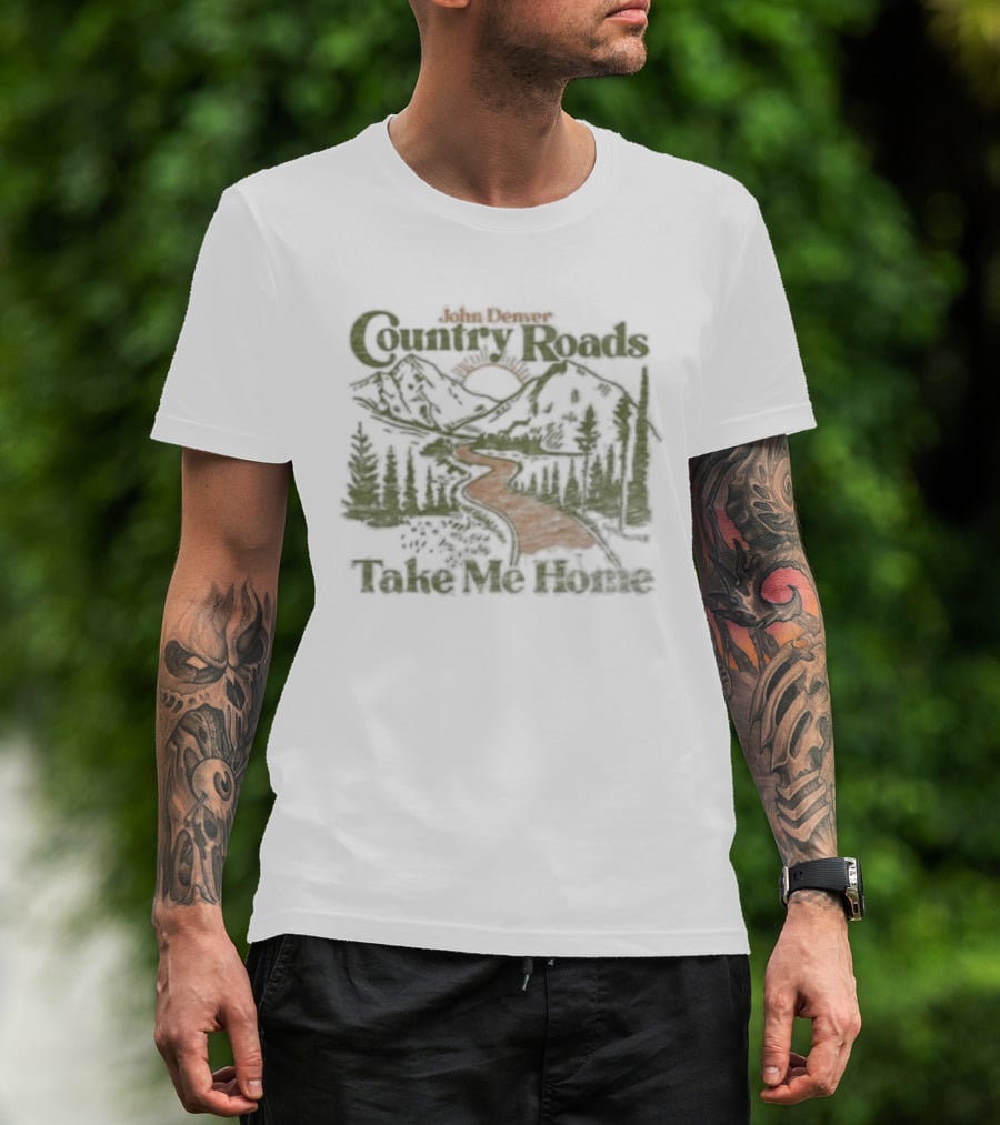 John Denver Country Roads Take Me Home Mountain Scene T-Shirt