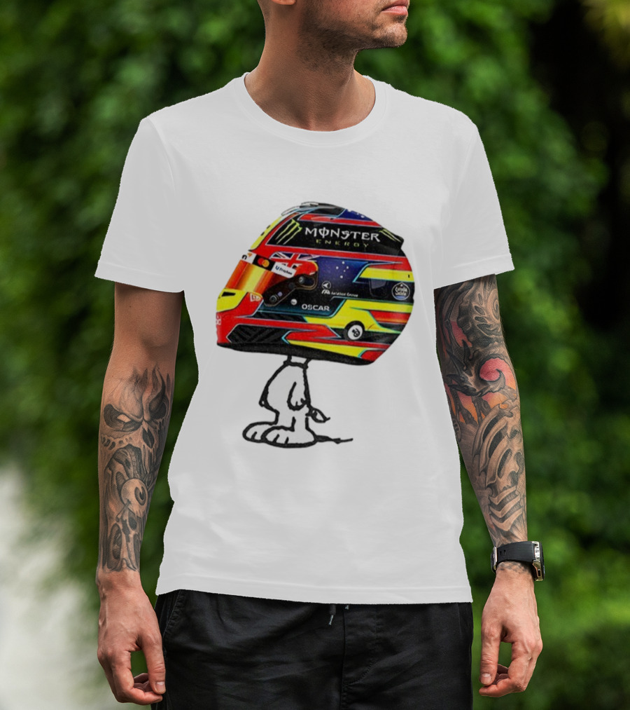 Oscar Piastri Monster Energy Racing Helmet Snoopy T-Shirt